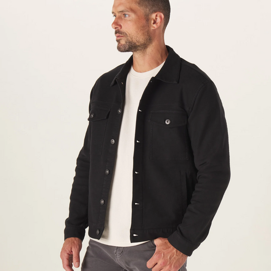 The Normal Brand - Tailored Terry Trucker Jacket - Black