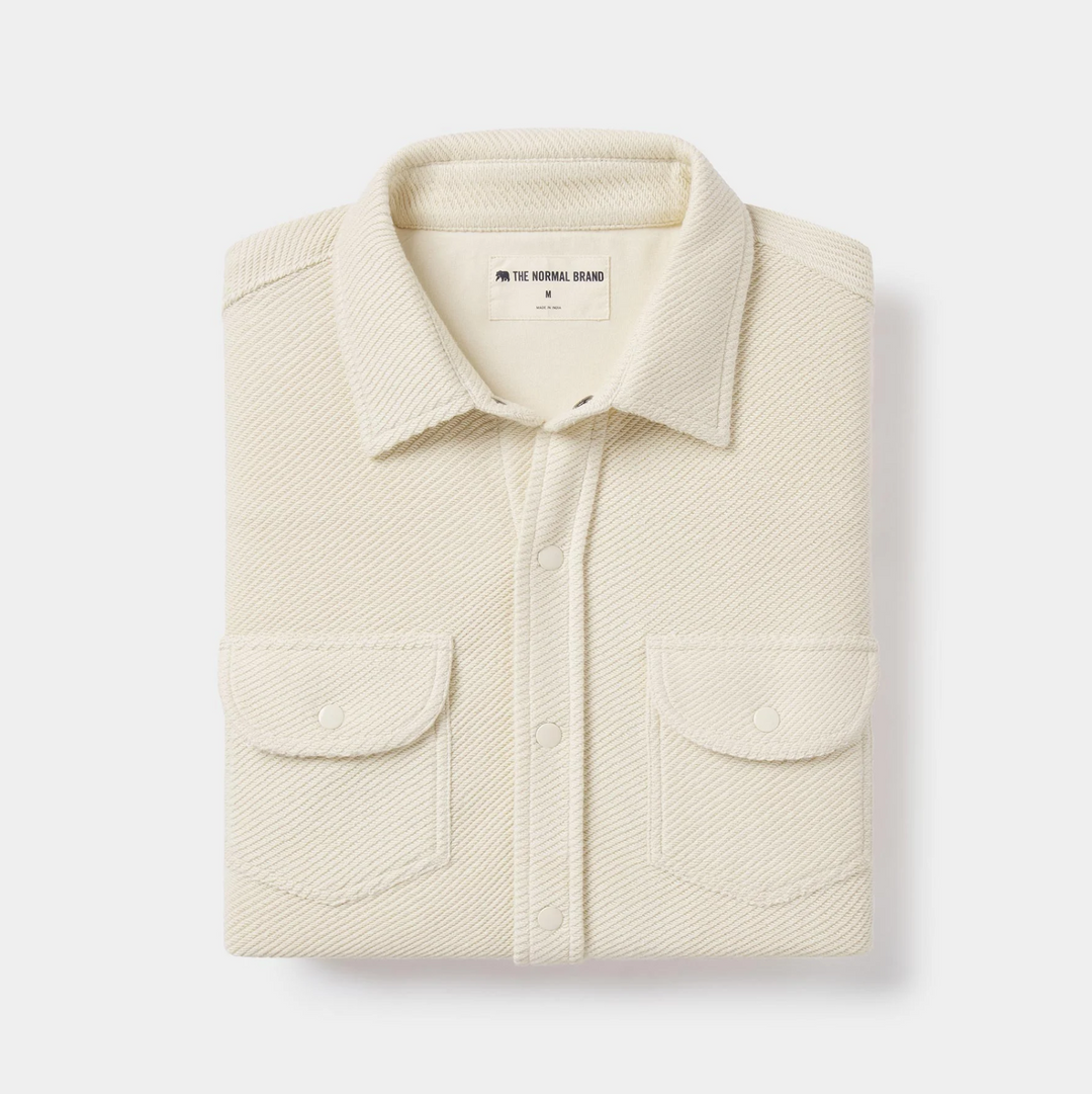 The Normal Brand - Tony Loop Terry Button Up - Ecru