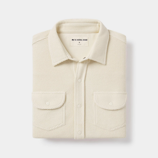 The Normal Brand - Tony Loop Terry Button Up - Ecru
