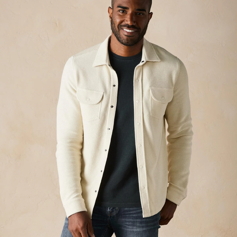 The Normal Brand - Tony Loop Terry Button Up - Ecru