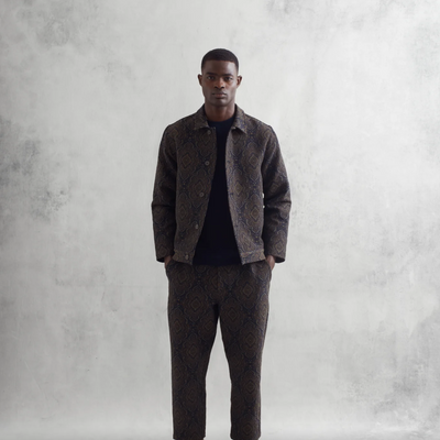 Wax London - Antique Jacquard Iggy Jacket - Navy / Green