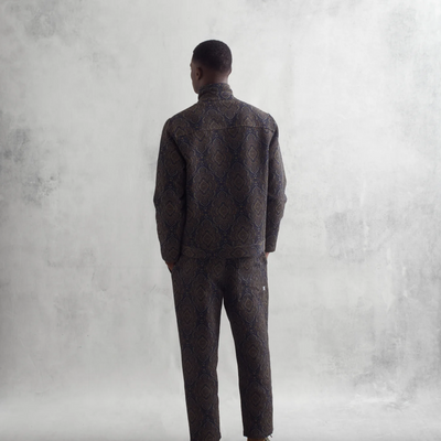 Wax London - Antique Jacquard Iggy Jacket - Navy / Green