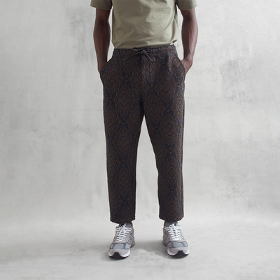 Wax London - Antique Jacquard Kurt Trouser - Navy / Green