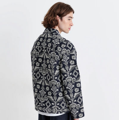 Wax London - Iggy Jacket - Geo Floral Navy / Ecru