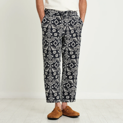 Wax London - Kurt Trouser - Geo Floral Navy / Ecru