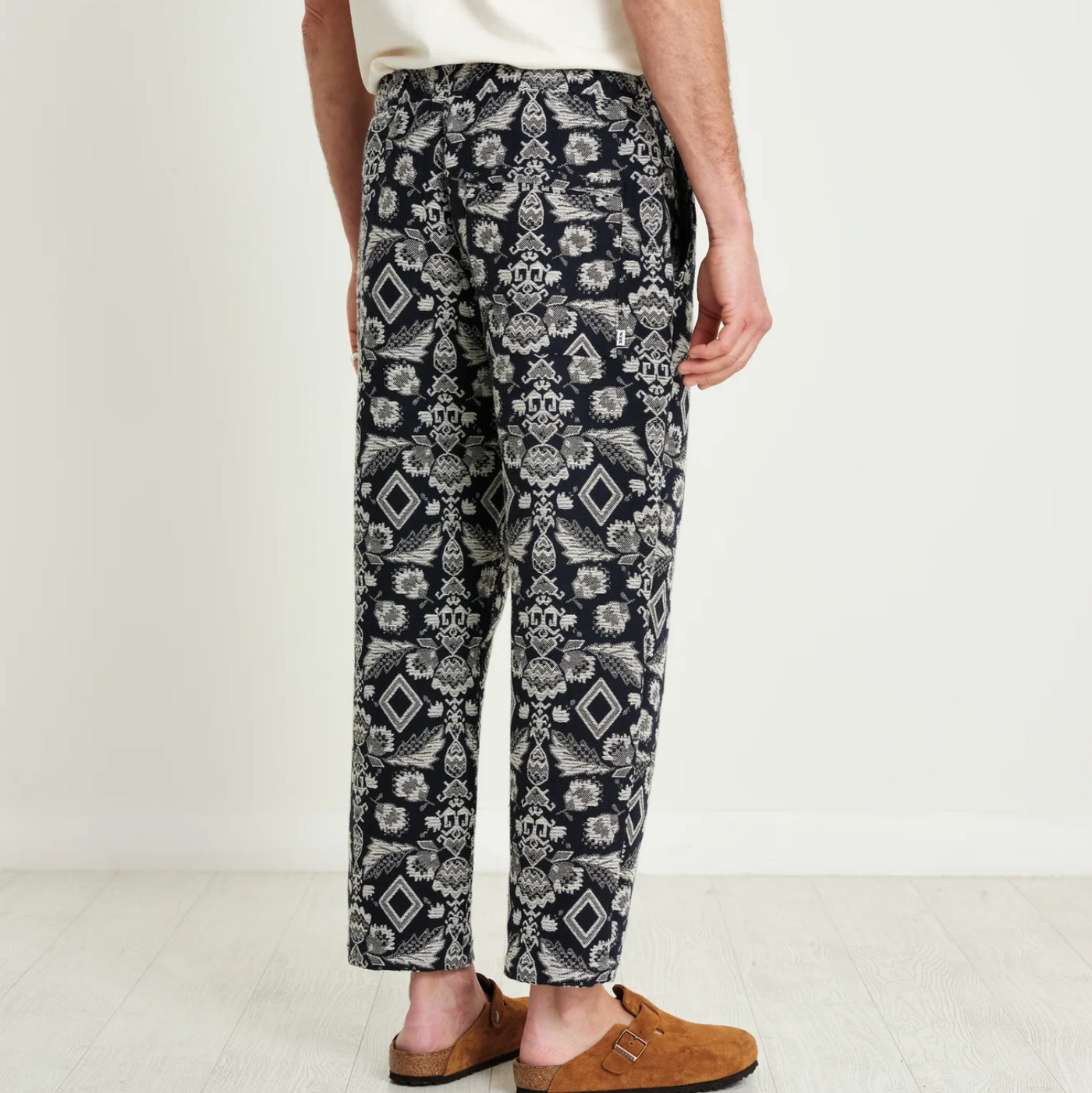 Wax London - Kurt Trouser - Geo Floral Navy / Ecru