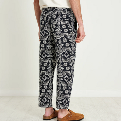 Wax London - Kurt Trouser - Geo Floral Navy / Ecru