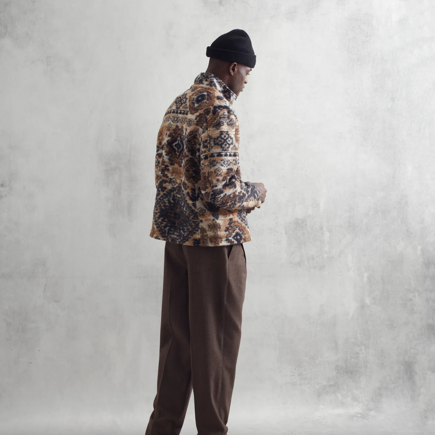 Wax London - Ornate Fleece Cozi Jacket - Beige / Navy
