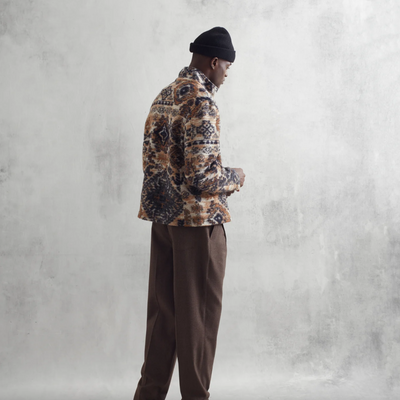 Wax London - Ornate Fleece Cozi Jacket - Beige / Navy