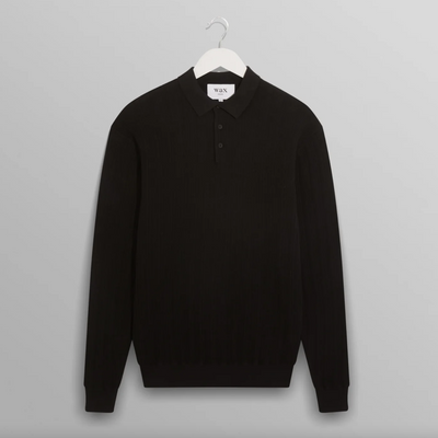 Wax London - Vertical Knit Oban Polo - Black