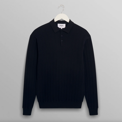 Wax London - Vertical Knit Oban Polo - Navy