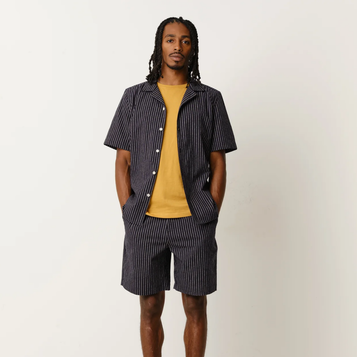 Wax London - Vertical Stripe Kurt Short - Navy