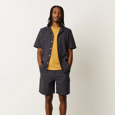 Wax London - Vertical Stripe Kurt Short - Navy