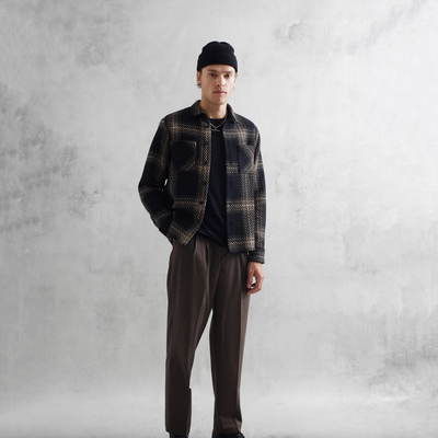 Wax London - Whiting Zap Check Overshirt - Black / Beige