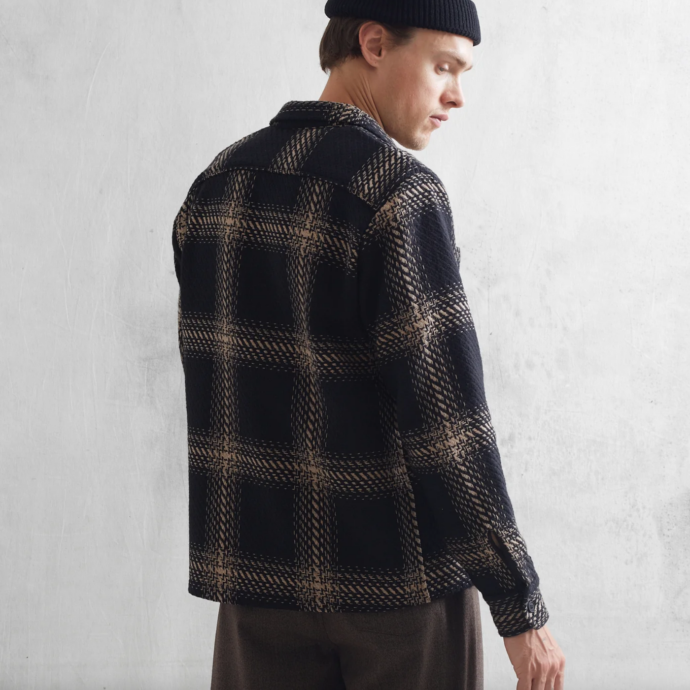 Wax London - Whiting Zap Check Overshirt - Black / Beige