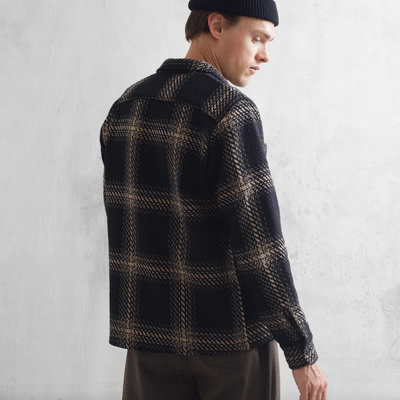 Wax London - Whiting Zap Check Overshirt - Black / Beige