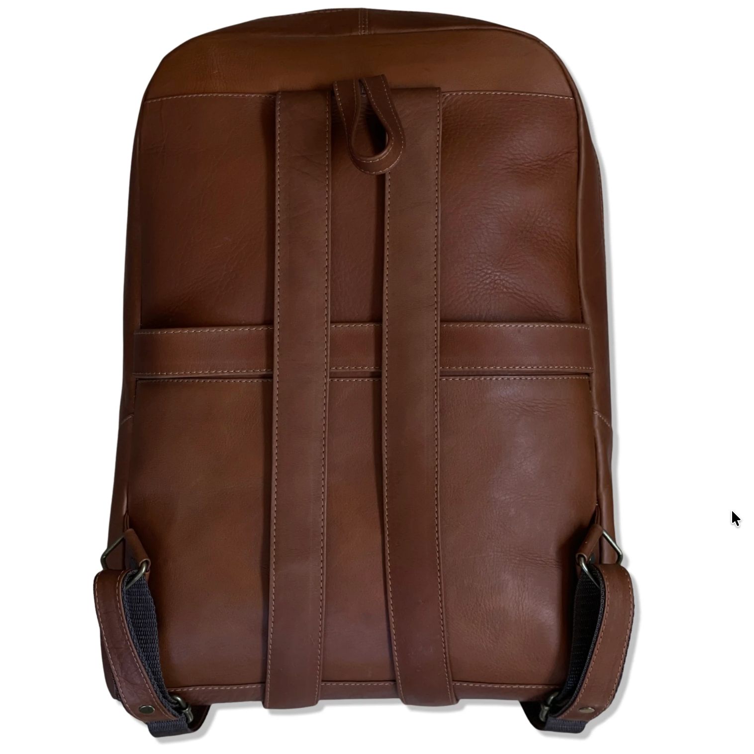 Brown leather backpack on a white background