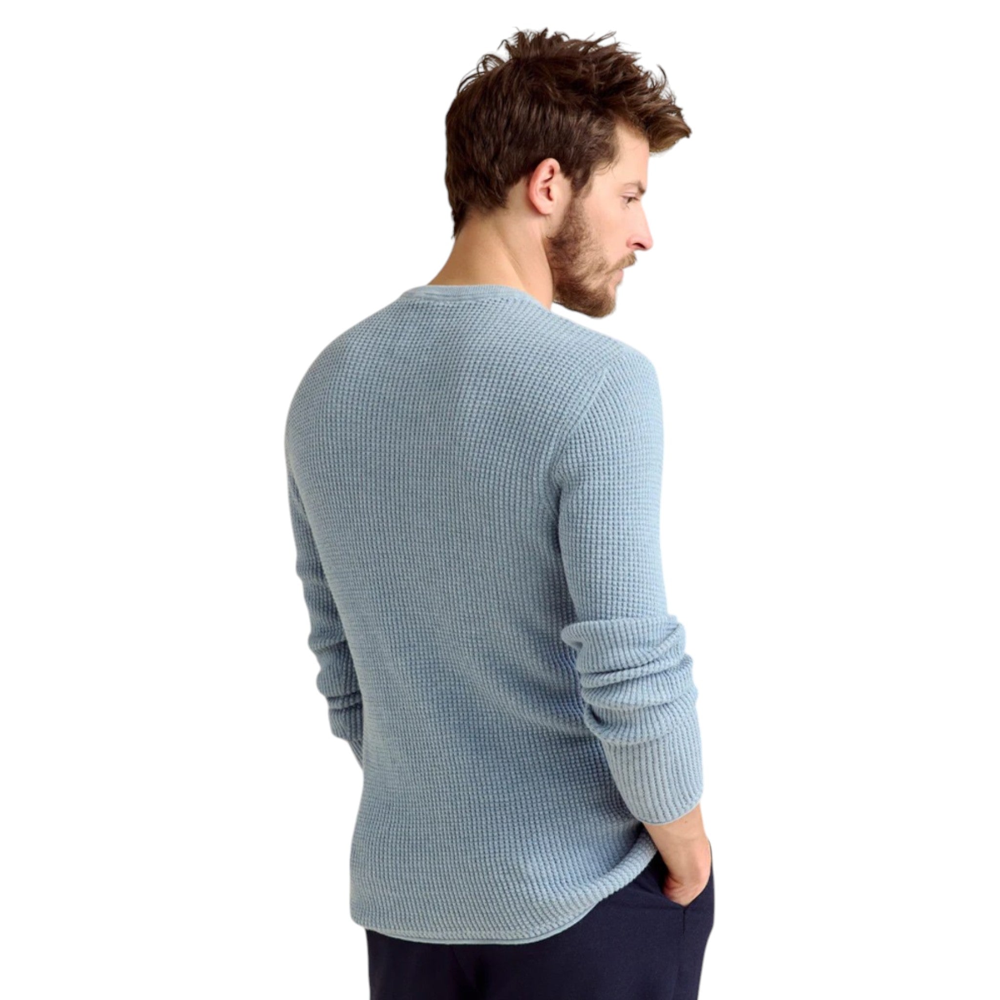 Billy Reid - Mini Waffle Crew - Washed French Blue