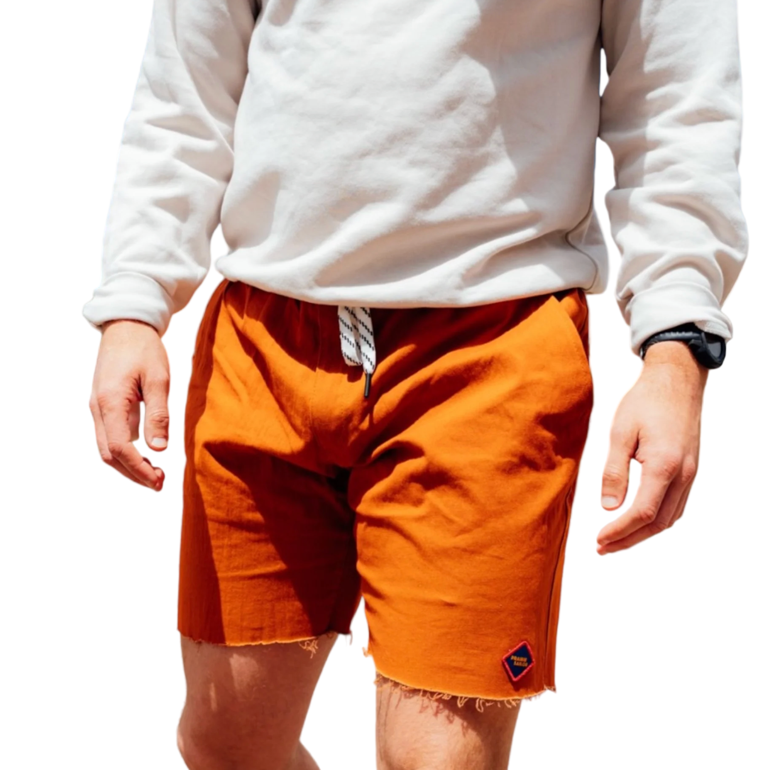 Man in Shorts with Drawstring and sweatshirt