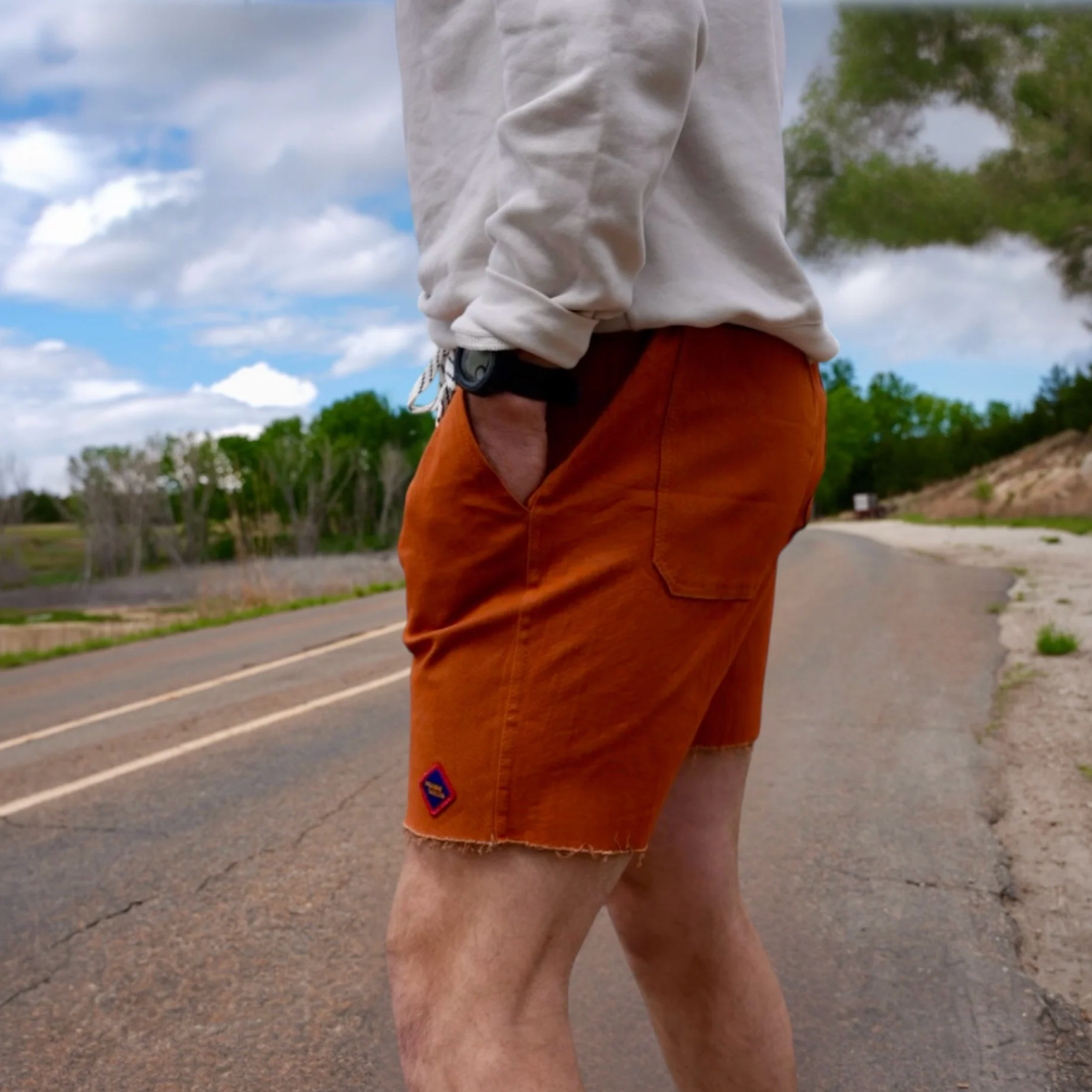 Prairie Sailor - Hill Trekker Raw Edge Shorts - Trail Brown