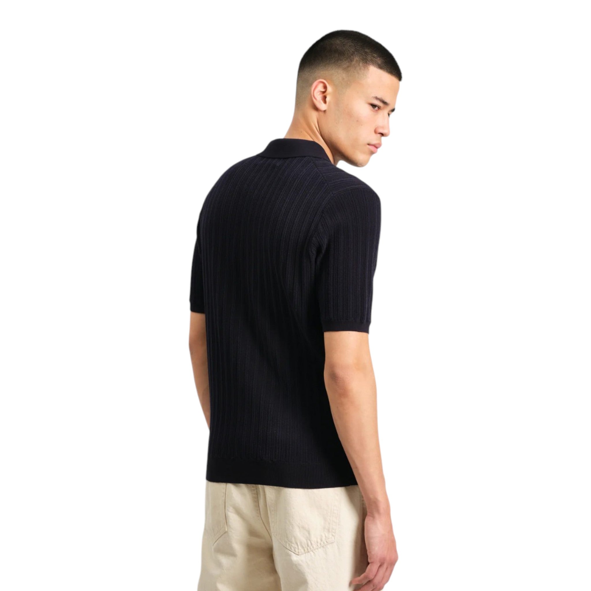 Wax London - Naples Vertical Knit Polo - Midnight