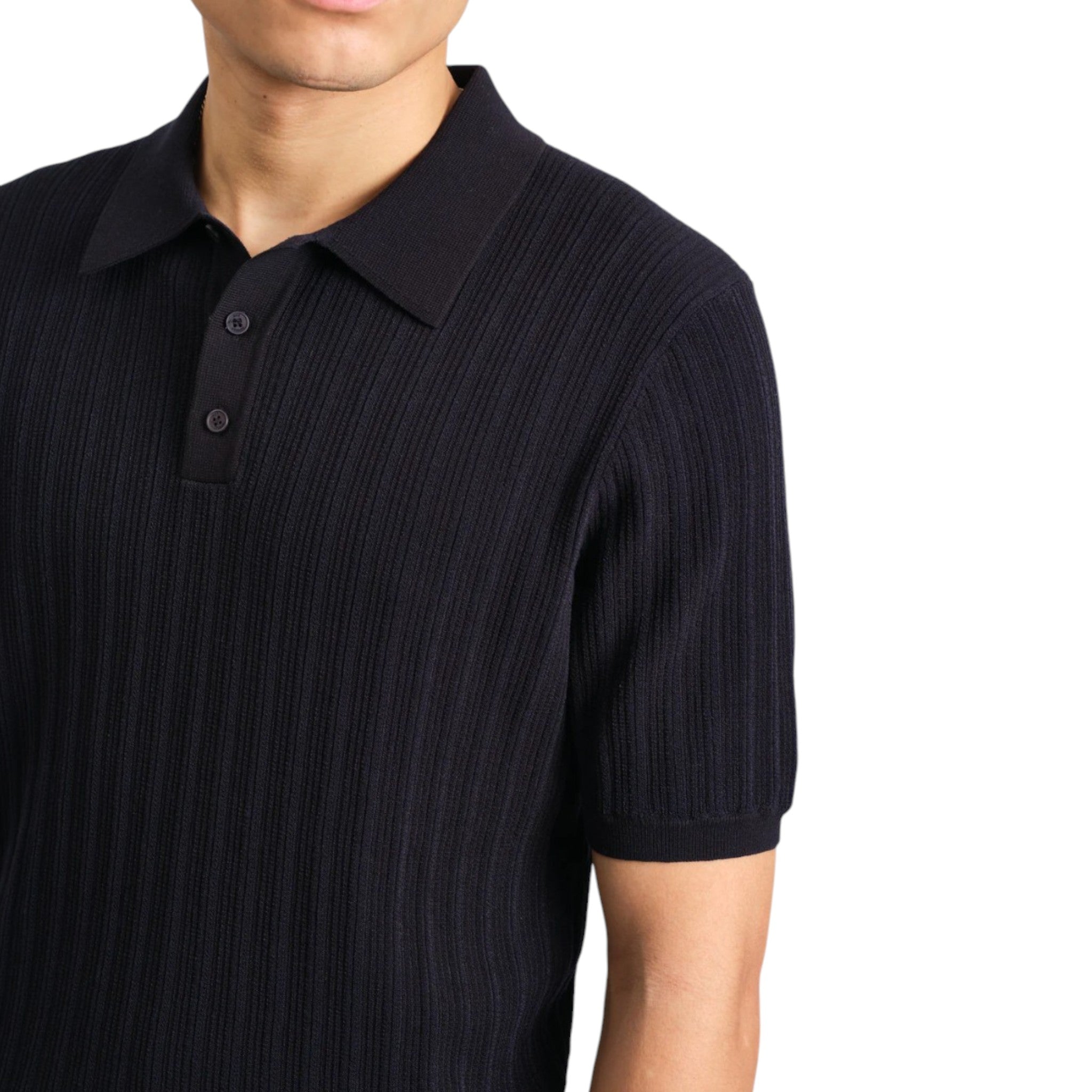 Wax London - Naples Vertical Knit Polo - Midnight