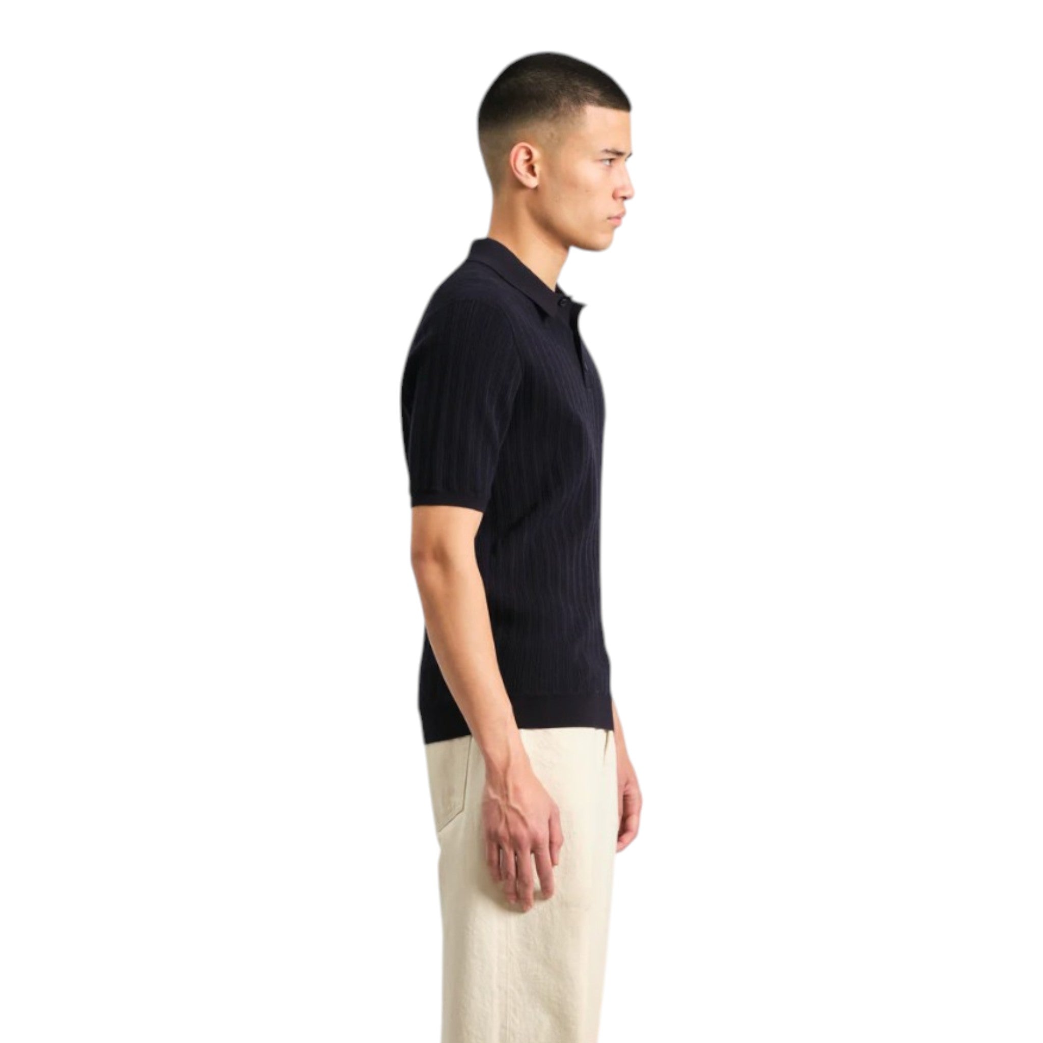 Wax London - Naples Vertical Knit Polo - Midnight