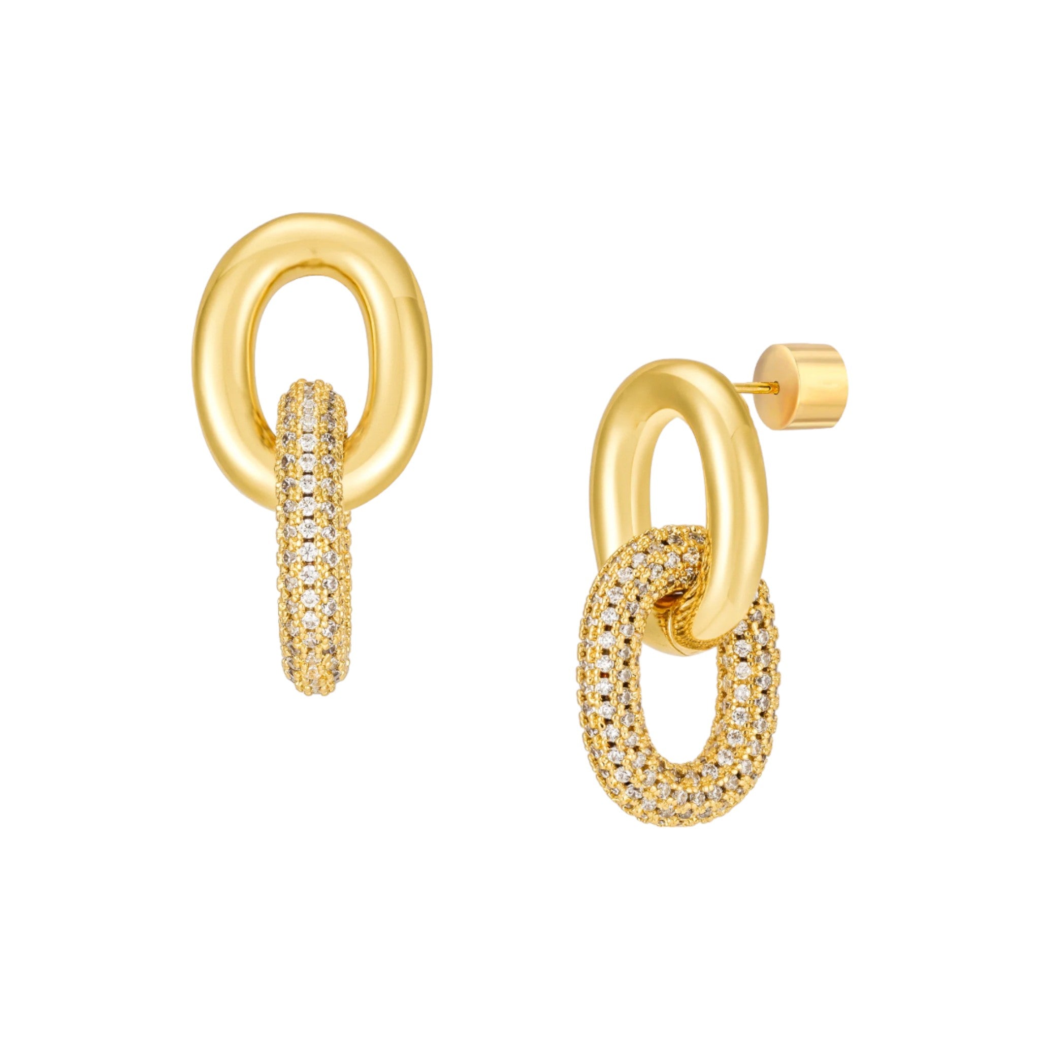 Mod + Jo - Pave Zoe Link Earrings - Gold Plate