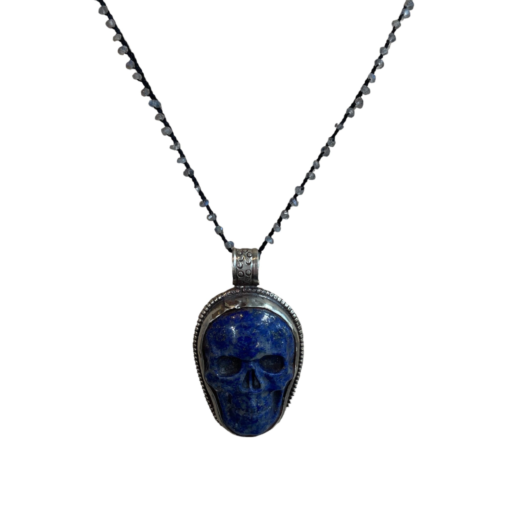 Native Gem - Hand Crochet Skull Necklace - Lapis