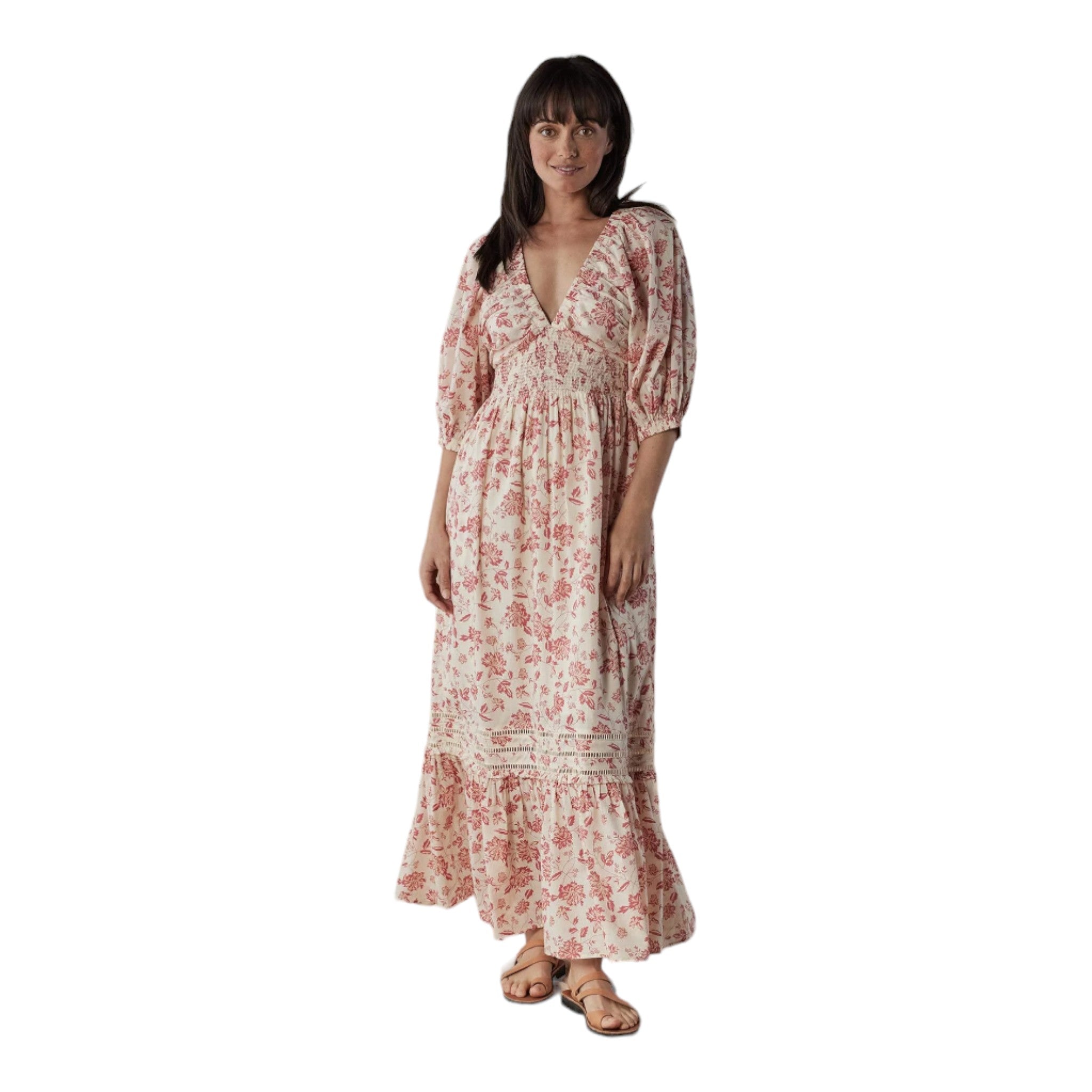 The Normal Brand - Isla Maxi Dress - Antique Floral Mineral Red