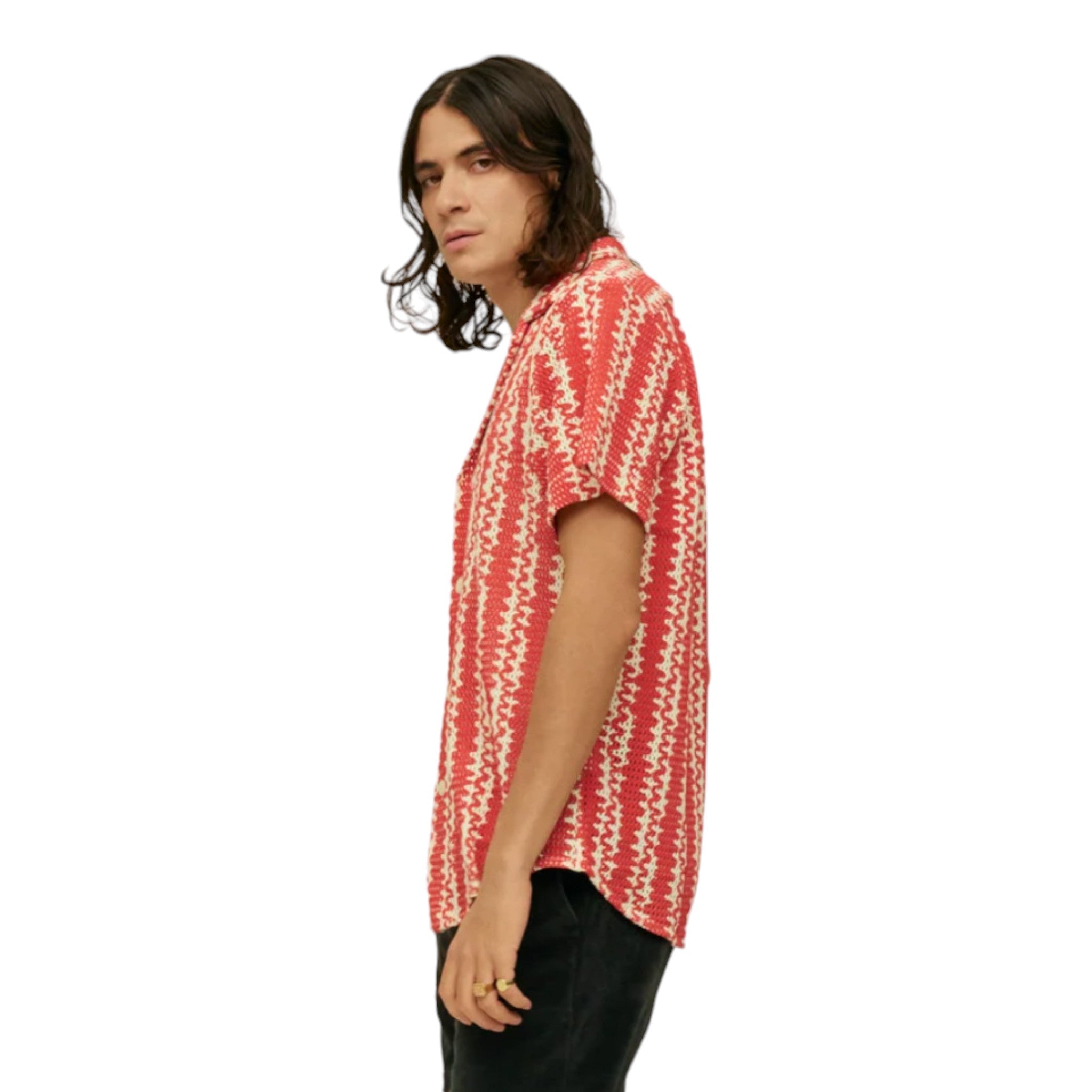 OAS - Red Scribble Cuba Net Shirt