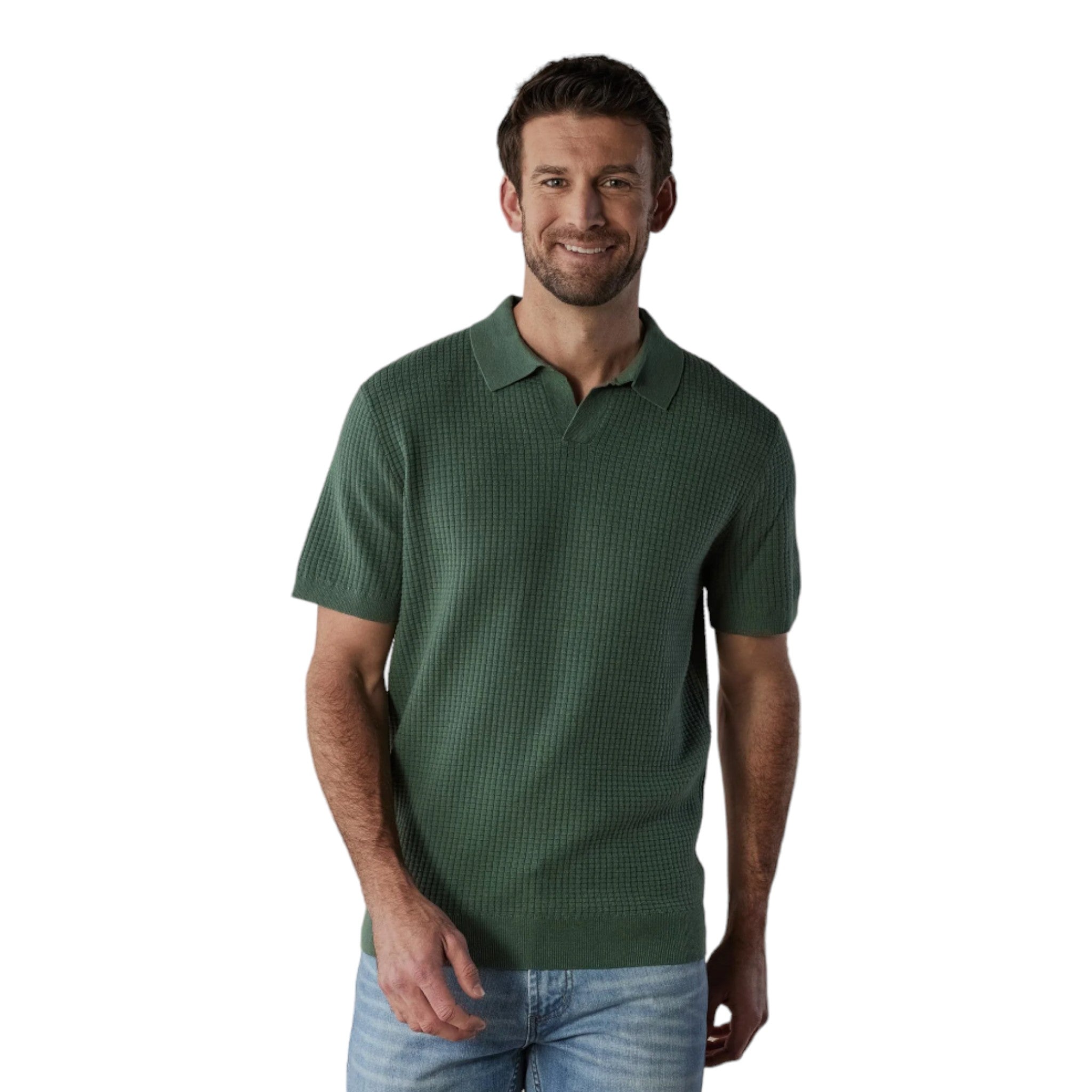 The Normal Brand - Waffle Stitch Polo - Pine