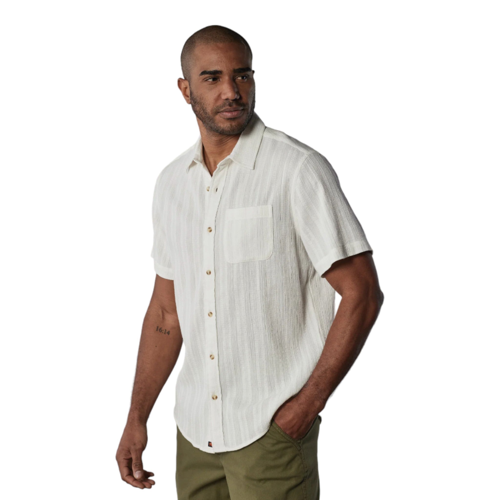 The Normal Brand - Freshwater Button Up Shirt - Ivory Crinkle Dobby