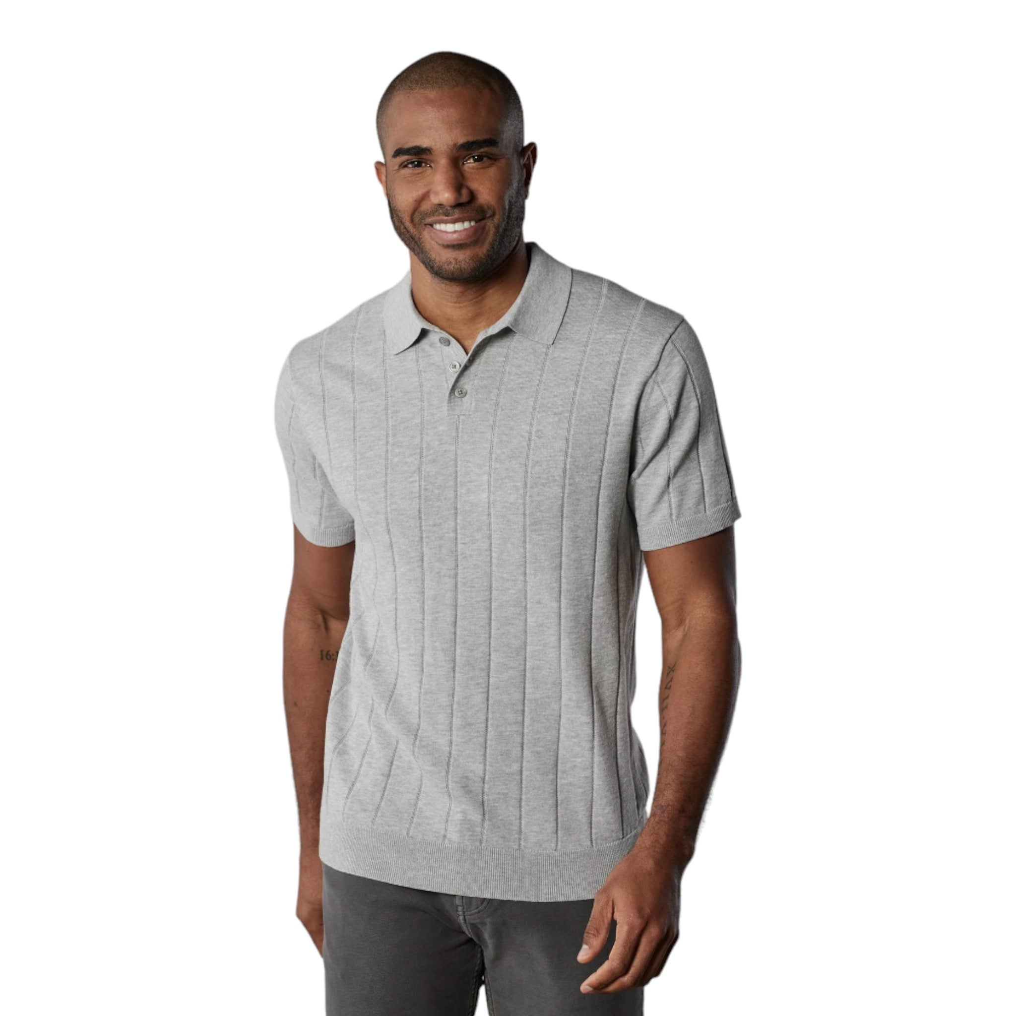 The Normal Brand - Robles Rib Stitch Polo - Heathered Grey