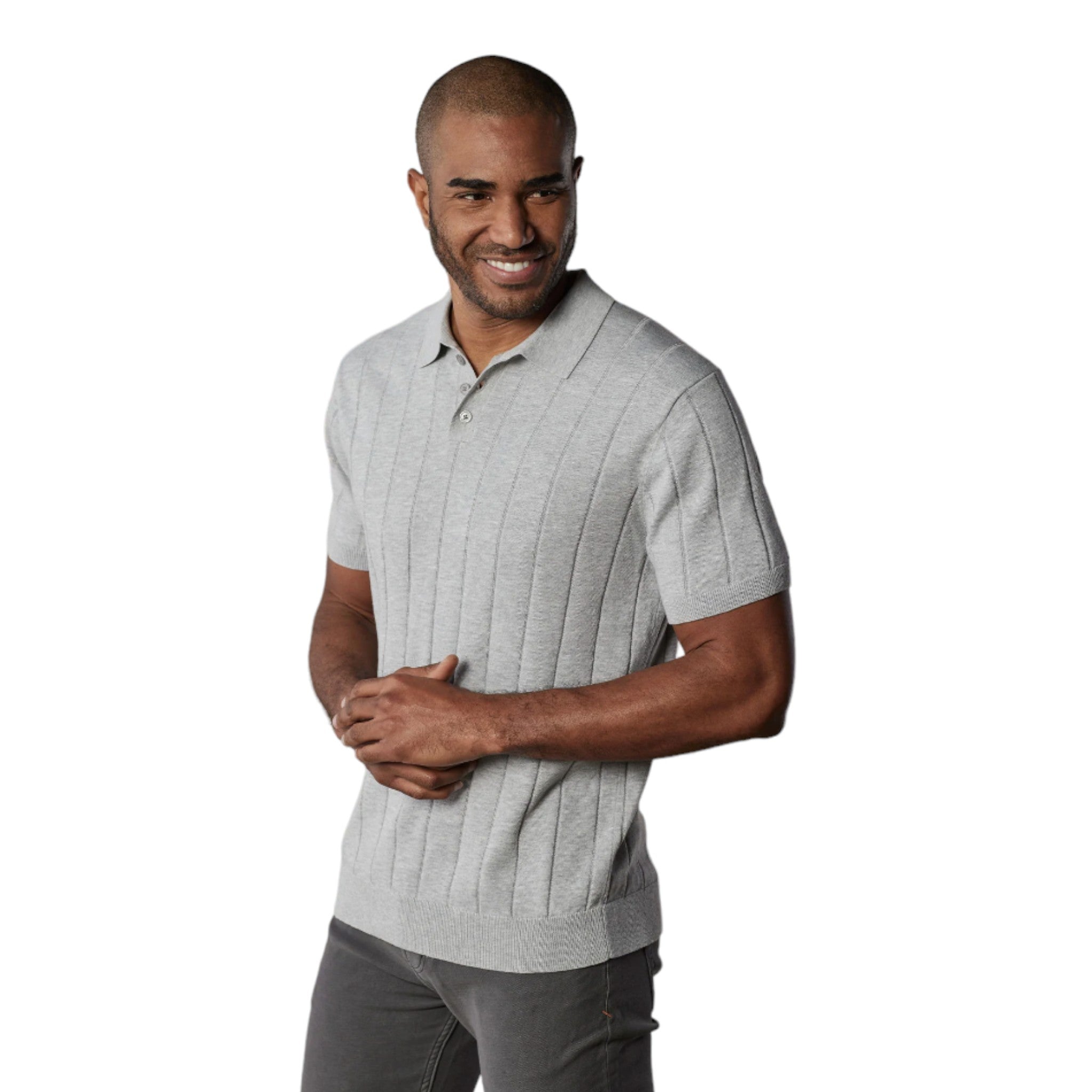 The Normal Brand - Robles Rib Stitch Polo - Heathered Grey