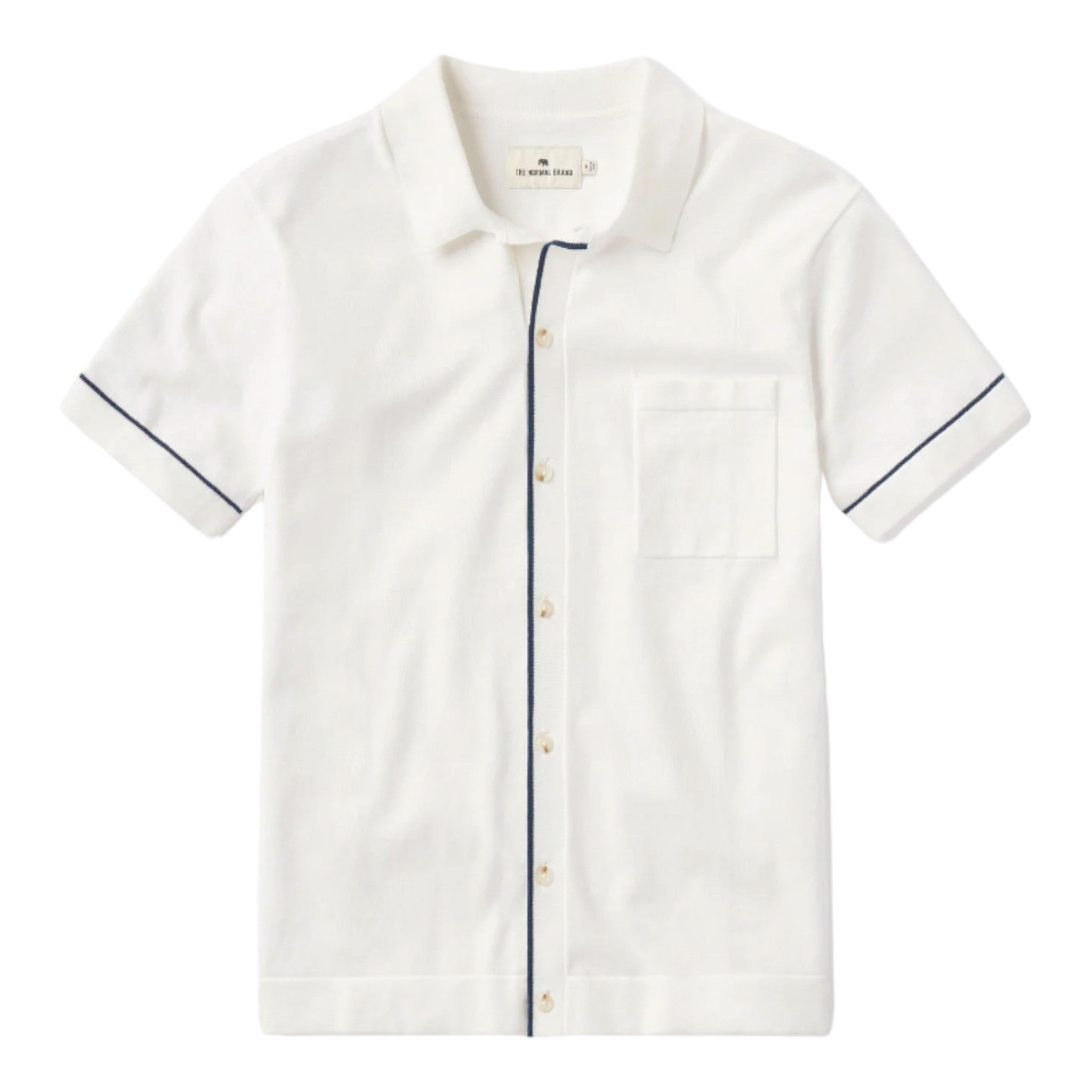 The Normal Brand - Robles Knit Button Down - Cream / Normal Navy