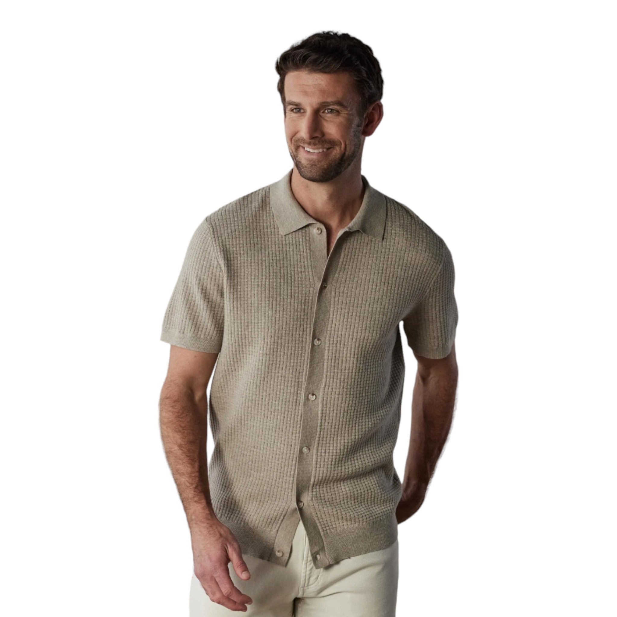 The Normal Brand - Waffle Stitch Button Up - Flax