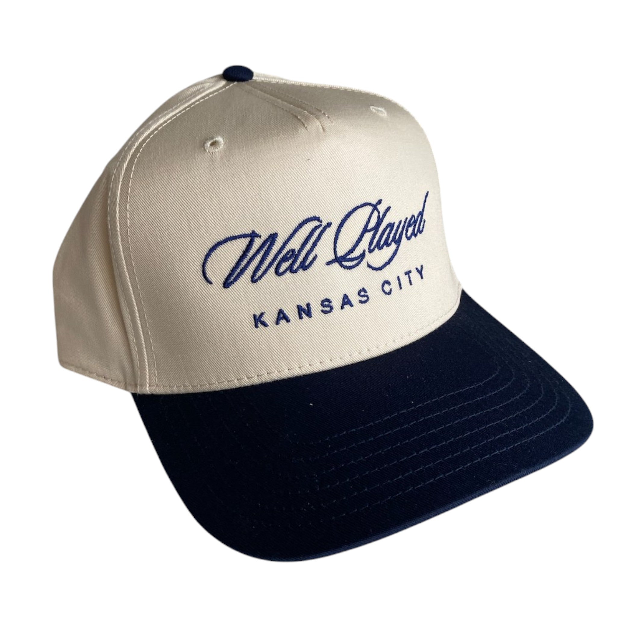 Well Played - Two Toned Script Hat - Navy / Ivory