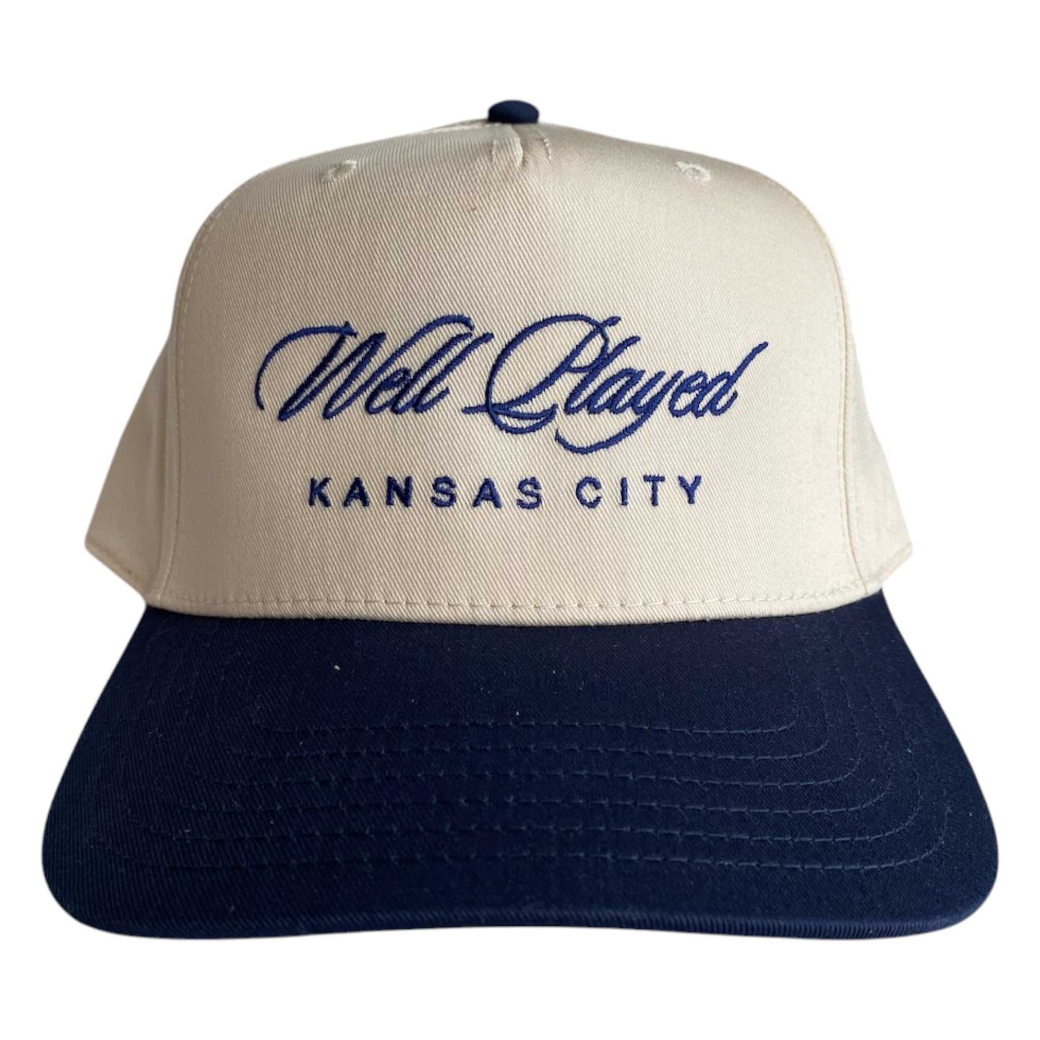 Well Played - Two Toned Script Hat - Navy / Ivory
