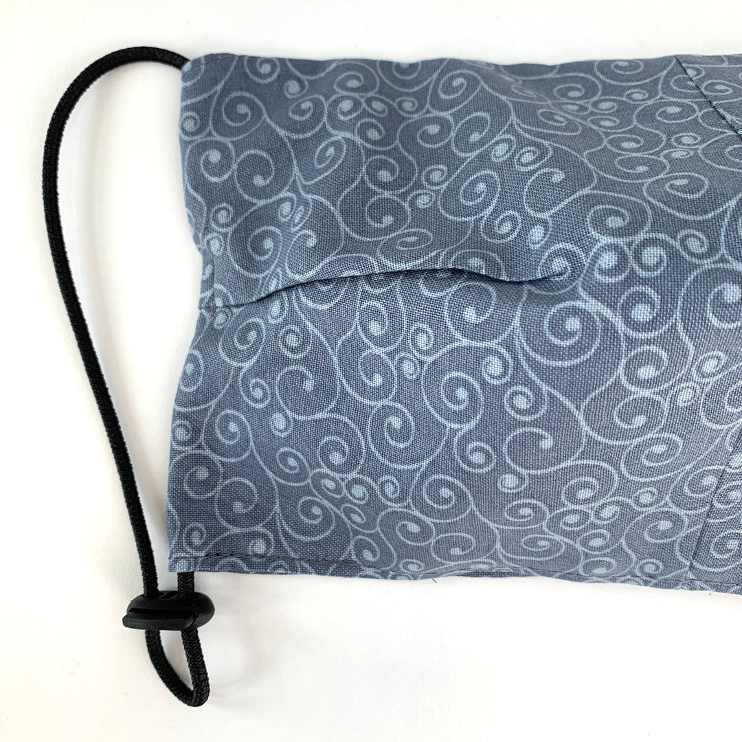 Face Mask w/ Adjustable Strap - Steel Blue w/ Pattern