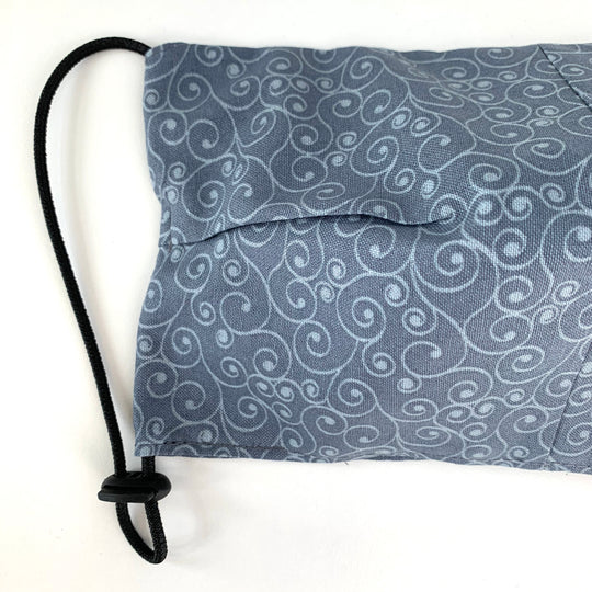 Face Mask w/ Adjustable Strap - Steel Blue w/ Pattern