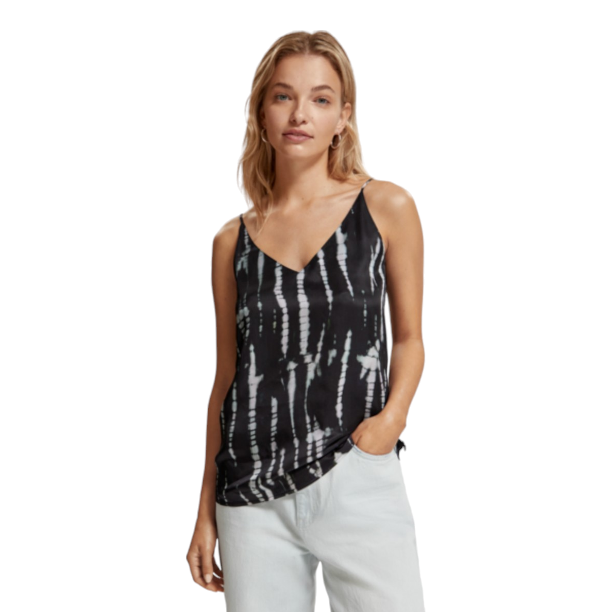 Scotch & Soda - Jersey Tank With Woven Front - Tie Dye Rope