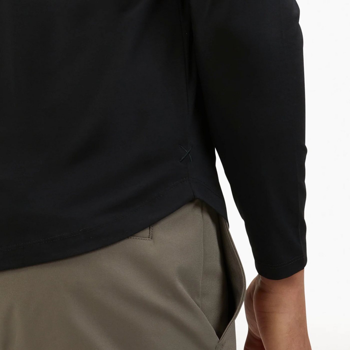 Cuts - Long Sleeve Curve-Hem Henley - Black