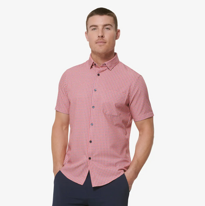 Mizzen + Main - Leeward Short Sleeve Dress Shirt - Tea Rose Geo Print