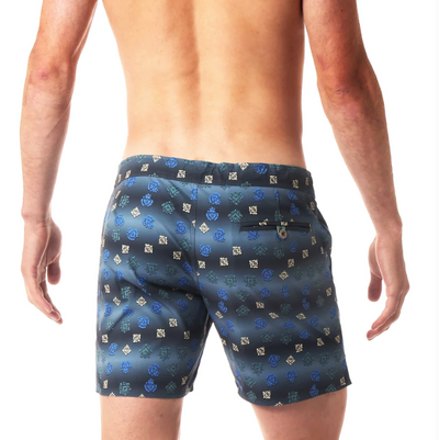 Parke & Ronen - Catalonia Stretch Swim Trunk 6" - Blue Steel Marquetry