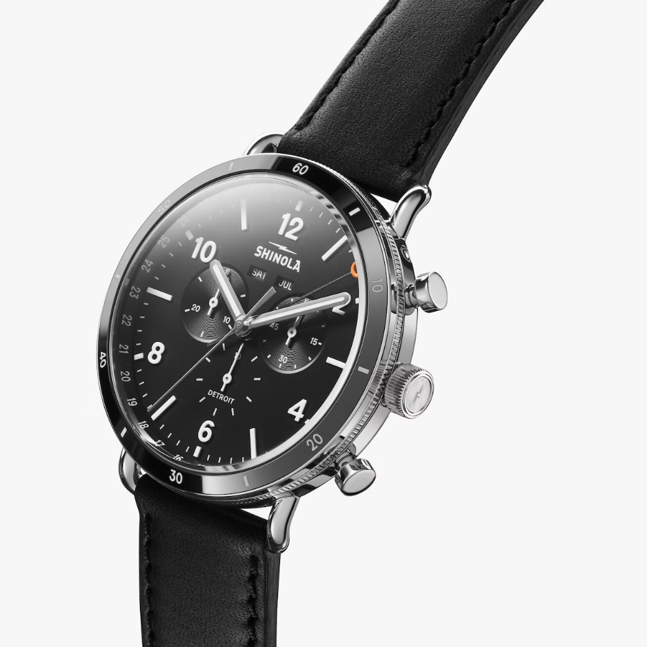 Shinola Canfield Sport Chronograph 45mm Watch Black ULAH