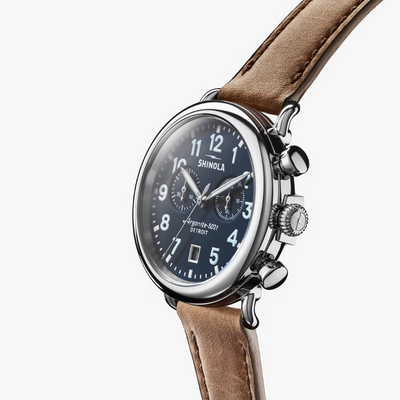 Shinola - Runwell 2 Eye Chrono 41mm Watch - British Tan Leather Strap / Midnight