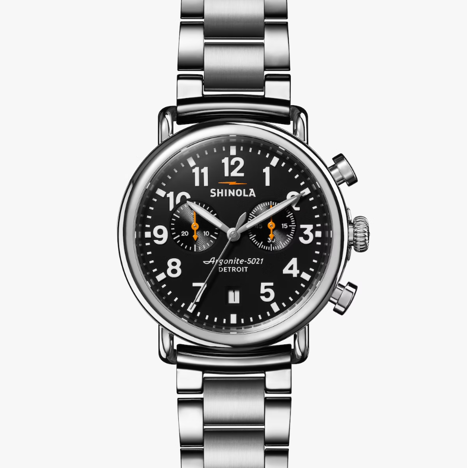 Shinola - Runwell 2 Eye Chrono 41mm Watch - Silver Bracelet / Black