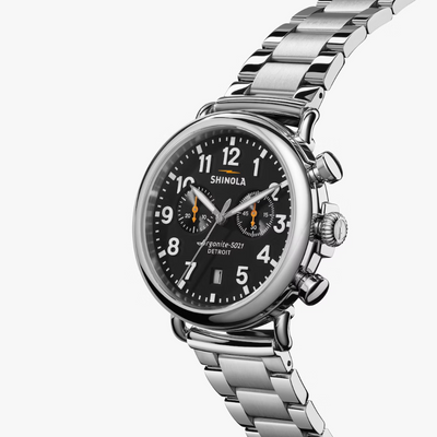 Shinola - Runwell 2 Eye Chrono 41mm Watch - Silver Bracelet / Black