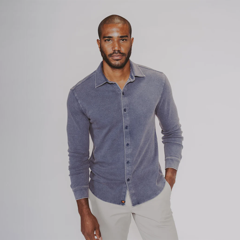 The Normal Brand - Puremeso Acid Wash Button Up - Navy